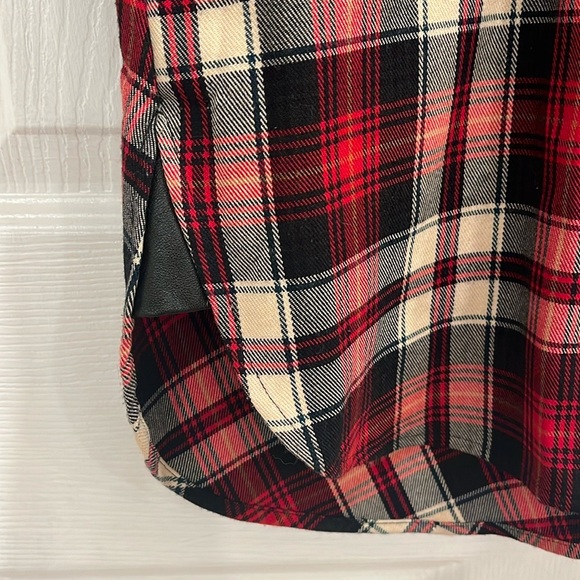 Maje Red Plaid Long Sleeve Shirt Dress - Picture 8 of 16